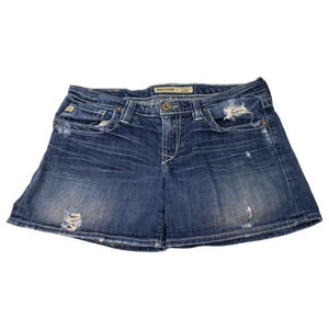 BIG STAR Women's Casey Low Rise Whisker Distressed Jean Denim Shorts Size 30